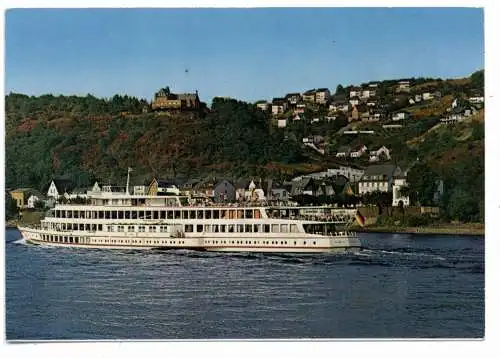 [Ansichtskarte] BINNENSCHIFFE - RHEIN, KÖLN - DÜSSELDORFER "RHEIN" vor Linz. 