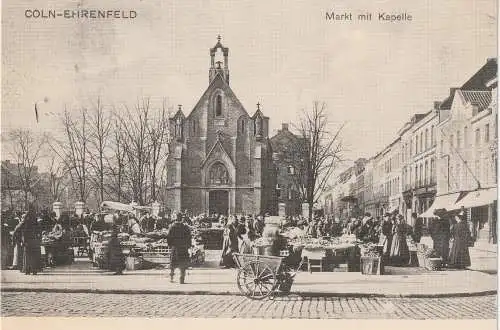 [Ansichtskarte] 5000 KÖLN - EHRENFELD, Markt mit Kapelle, 1914, REPRO. 