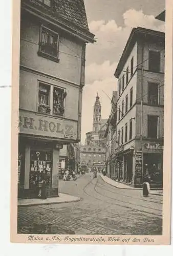 [Ansichtskarte] 6500 MAINZ, Augustinerstrasse, Ladengeschäfte, Blick zum Dom. 