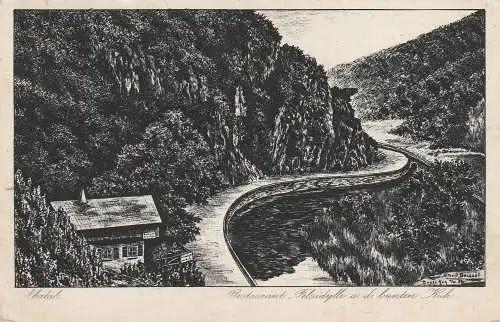 [Ansichtskarte] 5483 BAD NEUENAHR - AHRWEILER - WALPORZHEIM, Weinhaus Feldidylle, Bunte Kuh, Künstler-Karte Albert Beissel, 1935. 