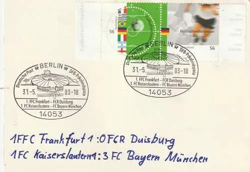 FUSSBALL - DFB - Pokalendspiele 2003 Berlin, Sonderstempel