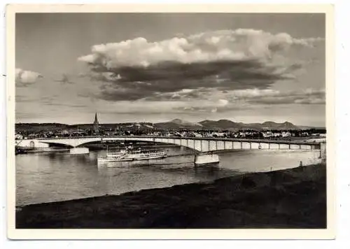 [Ansichtskarte] 5300 BONN, Rheinbrücke, Blick auf Beuel, 1953. 