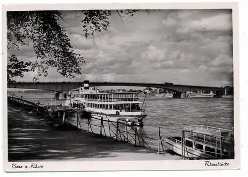 [Ansichtskarte] 5300 BONN, Rheinbrücke, KD - Dampfer, 1953. 
