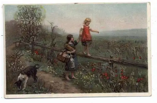 [Ansichtskarte] KINDER / CHILDREN, "Dorfkinder", Künstler-Karte Prof. Paul Meyerheim. 