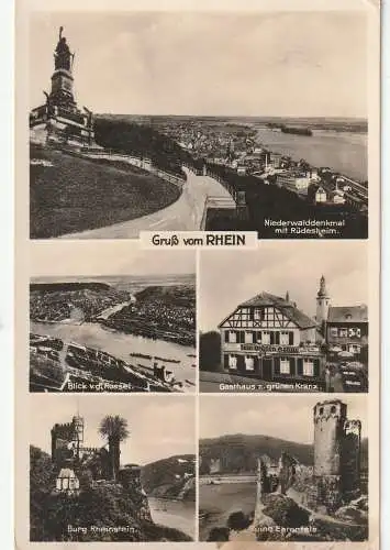 [Ansichtskarte] 6220 RÜDESHEIM, Gasthaus "Zum Grünen Kranz", 1937. 