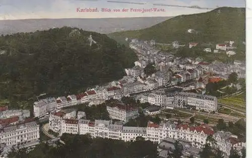[Ansichtskarte] BÖHMEN & MÄHREN - KARLSBAD / KARLOVA VARY, Blick von der Franz - Josef Warte, 1912. 