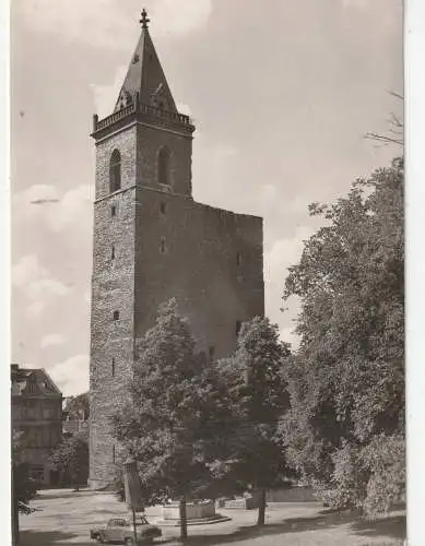 0-3250 STASSFURT, Schiefer Turm der ehemaligen Stadtkirche St. Johannes, 1963