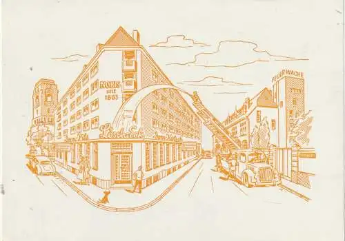 [Ansichtskarte] 5000 KÖLN, Gaststätte Lösch - Eck, Merowingerstrasse / Ecke Vondelstrasse, Feuerwehr, Südstadt. 