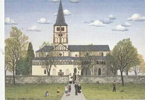 [Ansichtskarte] 5300 BONN - BEUEL - SCHWARZRHEINDORF, Doppelkirche, Künstler - Karte Felizitas Kastner. 