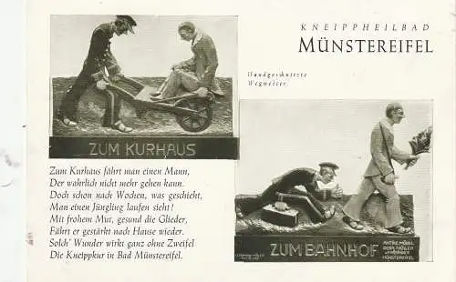 [Ansichtskarte] 5358 BAD MÜNSTEREIFEL, Handgeschnitzte Wegweiser, 1957, Verlag Schulte. 