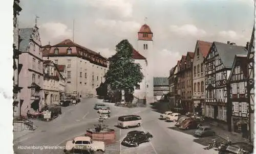 [Ansichtskarte] 5238 HACHENBURG, Alter Markt, 1961, Oldtimer - VW - Bus, VW - Käfer, GOGGOMOBIL.... 