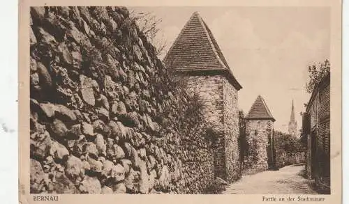 0-1280 BERNAU, Partie an der Stadtmauer, 1936, Verlag Goldiner