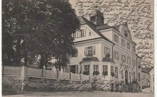 [Ansichtskarte] 8309 AU in der Hallertau, Hotel Post, 1920, Verlag Wittmann, Druckstelle. 