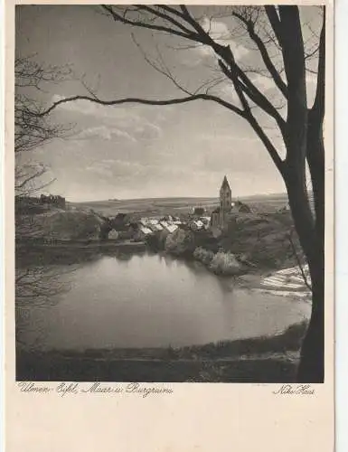 5441 ULMEN, Maar und Burgruine, 1935, Bahnpost, Verlag Niko Haas