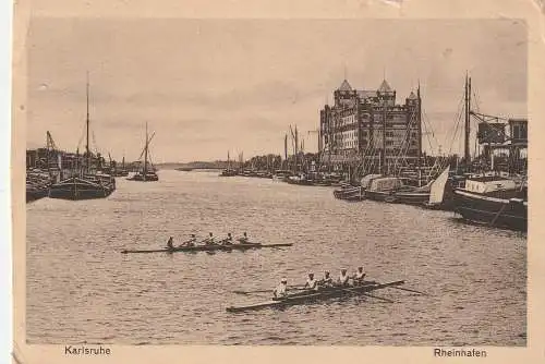 [Ansichtskarte] RUDERN / ROWING im Karlsruher Hafen, 1926. 