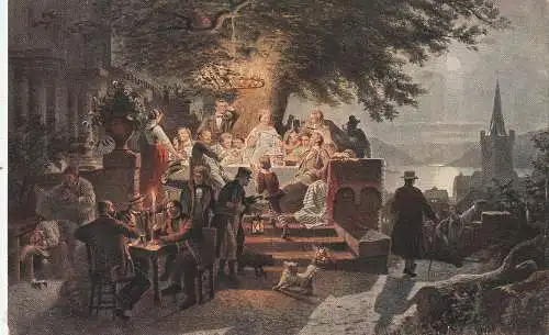 [Ansichtskarte] 6533 BACHARACH, "Sommernacht am Rhein", Künstler-Karte C.E. Boettcher, Kölner Stadtmuseum. 