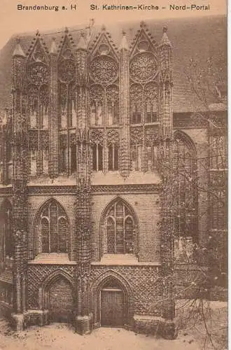 [Ansichtskarte] 0-1800 BRANDENBURG, St. Katharinen Kirche, Nord Portal. 