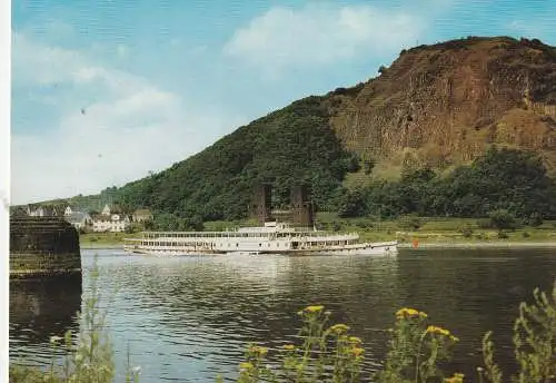 [Ansichtskarte] BINNENSCHIFFE - RHEIN, KÖLN - DÜSSELDORFER "RÜDESHEIM" vor Erpel. 