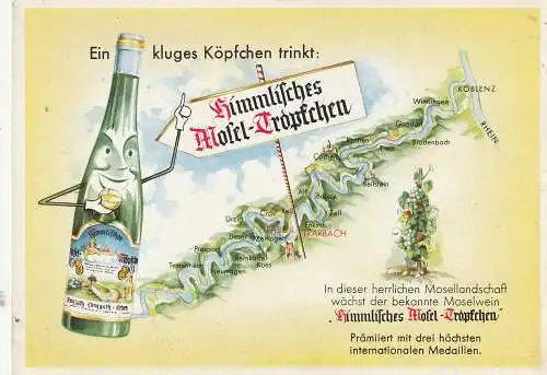 [Ansichtskarte] 5580 TRABEN - TRARBACH, Werbekarte "Himmliches Mosel Tröpfchen". 
