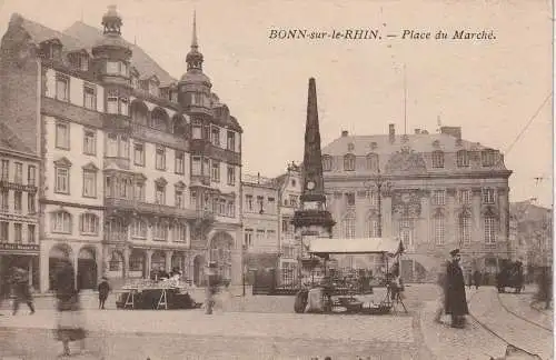 [Ansichtskarte] 5300 BONN, Marktlatz / Wochenmarkt / Polizist während der franz. Besatzungszeit. 