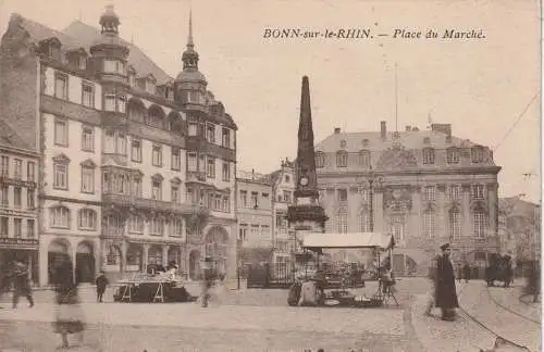 [Ansichtskarte] 5300 BONN, Marktplatz / Wochenmarkt / Polizist während der franz. Besatzungszeit. 
