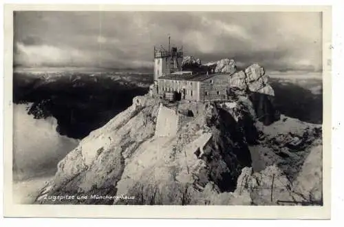 [Ansichtskarte] 8100 ZUGSPITZE / GARMISCH, Zugspitze und Münchnerhaus, 1928. 