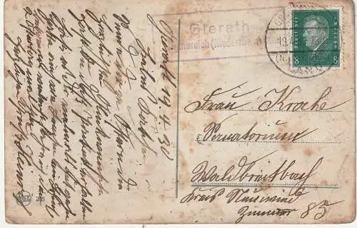 4053 JÜCHEN - GIERATH, Postgeschichte, Landpoststempel "Gierath Grevenbroich (Niederrhein)", 1930