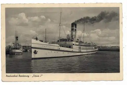 [Ansichtskarte] 2982 NORDERNEY, Fährschiff "FRISIA I", 1951. 