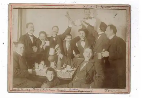 SPORT - BOWLING / KEGELN - , Kegelabend in Duisburg 1899 / 1900, 2 Hartphotos 18,4 x 13, 6 cm