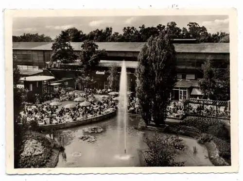 [Ansichtskarte] 3000 HANNOVER, MESSE, Gartencafe mit Blick auf Halle 3, 1959, Sonderstempel Deutsche Industrie Ausstellung. 