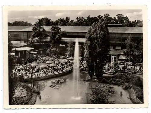 [Ansichtskarte] 3000 HANNOVER, MESSE, gartencafe mit Blick auf Halle 3, 1959, Sonderstempel Deutsche Industrie Ausstellung. 