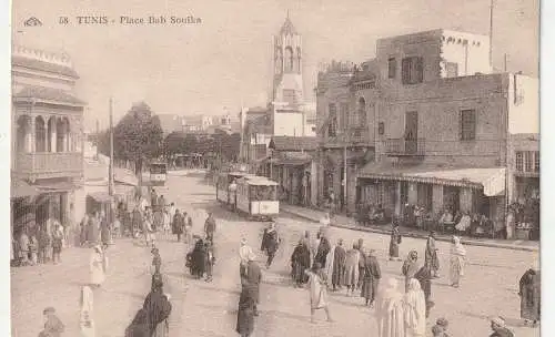 TUNESIE - TUNIS, Place Bab Souika, Tram