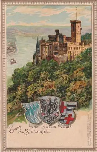 5400 KOBLENZ - STOLZENFELS, Wappen Präge Karte, ca. 1900