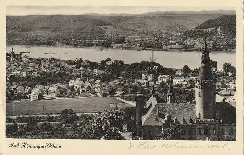 [Ansichtskarte] 5462 BAD HÖNNINGEN, Blick vom Schloß, 1953. 
