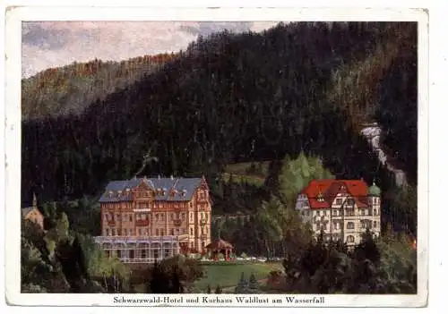 [Ansichtskarte] 7740 TRIBERG, Schwarzwald - Hotel und Kurhaus Waldlust am Wasserfall. 