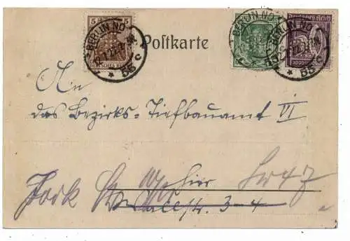 1000 BERLIN, Postgeschichte, Firmenlochung / Perfin Städtische Gaswerke , 1922