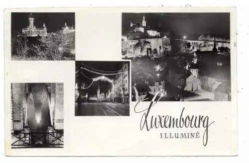 L 1000 LUXEMBURG STADT bei Nacht, 4 Ansichten, 1955