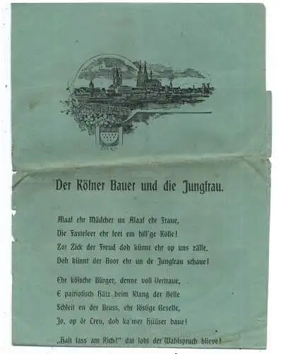 [Ansichtskarte] 5000 KÖLN, KARNEVAL, "Der Bauer und die Jungfrau", Stadt Köln, 1900, 46 x 19,5 cm. 