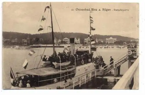 0-2337 BINZ / Rügen, Rügendampfer "DARSS" am Anleger, 1919