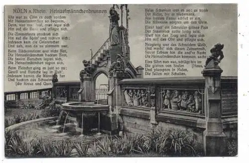 [Ansichtskarte] 5000 KÖLN, Heinzelmännchenbrunnen mit Gedicht. 