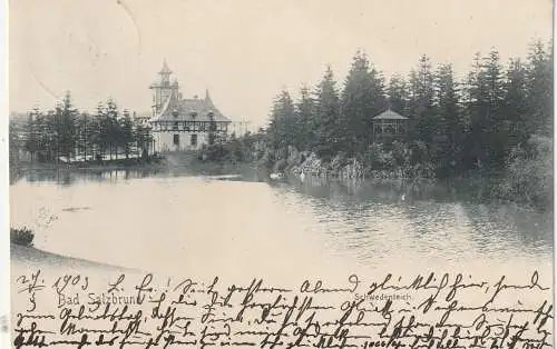 [Ansichtskarte] NIEDER - SCHLESIEN - BAD SALZBRUNN / SZCZAWNO ZDROJ, Schwedenteich, 1903. 