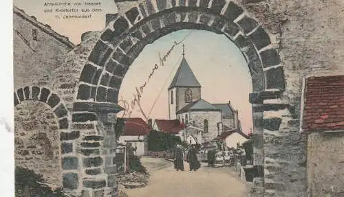 [Ansichtskarte] F 57400 HESSE / HESSEN in Lothringen, Abteikirche, 1919. 