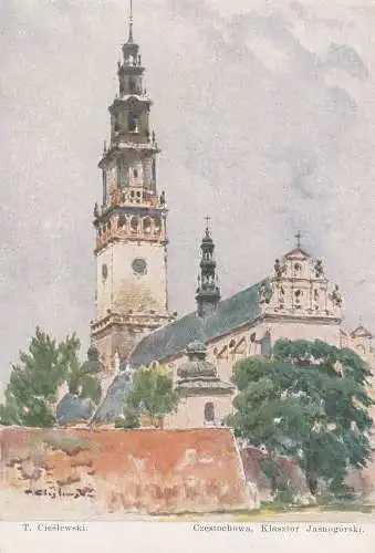 [Ansichtskarte] OBER - SCHLESIEN, TSCHENSTOCHAU / CZESTOCHOWA, Jasna Gora Kloster, Künstler-Karte T. Cieslewski, 1940. 