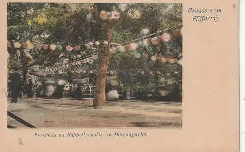 F 68150 RAPPOLTSWEILER / RIBEAUVILLE, Festplatz, Gruß von der Pfifferdaj, Fest der Stadtmusikanten, ca. 1905
