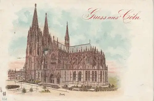 [Ansichtskarte] 5000 KÖLN, KÖLNER DOM, Lithographie, ca. 1900. 