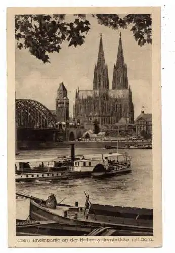 [Ansichtskarte] 5000 KÖLN, Rheinfähre von Deutz vor der Hohenzollernbrücke, Verlag Bernstein. 