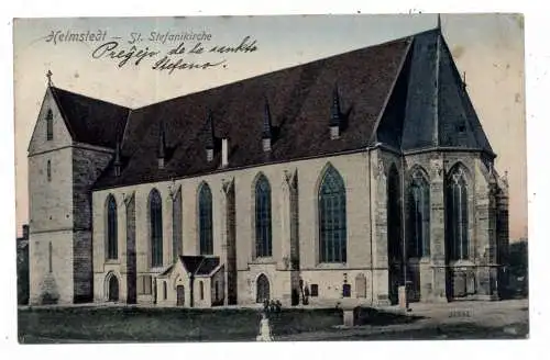 3330 HELMSTEDT, St. Stefanikirche, 1909, AK nach Frankreich in Esperanto
