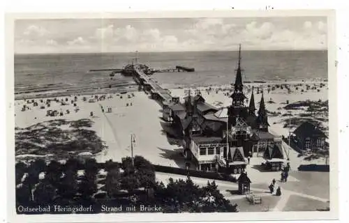 0-2253 HERINGSDORF, Strand und Seebrücke, Verlag Wollstein