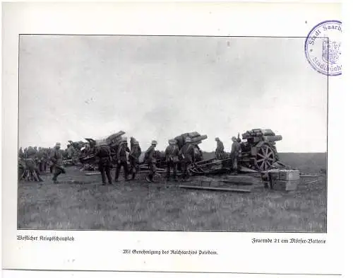 [Ansichtskarte] MILITÄR - 1. WELTKRIEG - WESTFRONT,Feuernde 21 cm Mörser - Batterie, Photo 24 x 16,7 cm. 