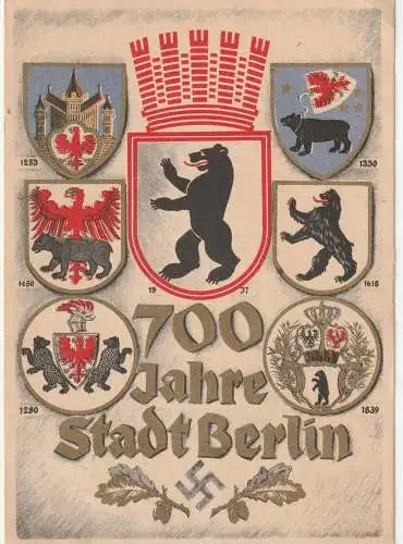 1000 BERLIN, 700 Jahre Berlin 1937, Werbe - Zudruck Gartenrestaurant Kroll am Königsplatz